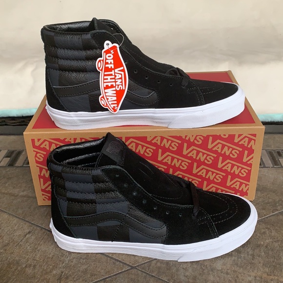 VANS SK8-Hi LEATHER/SUEDE CHECKERBOARD ASPHALT WMN - Picture 3 of 15